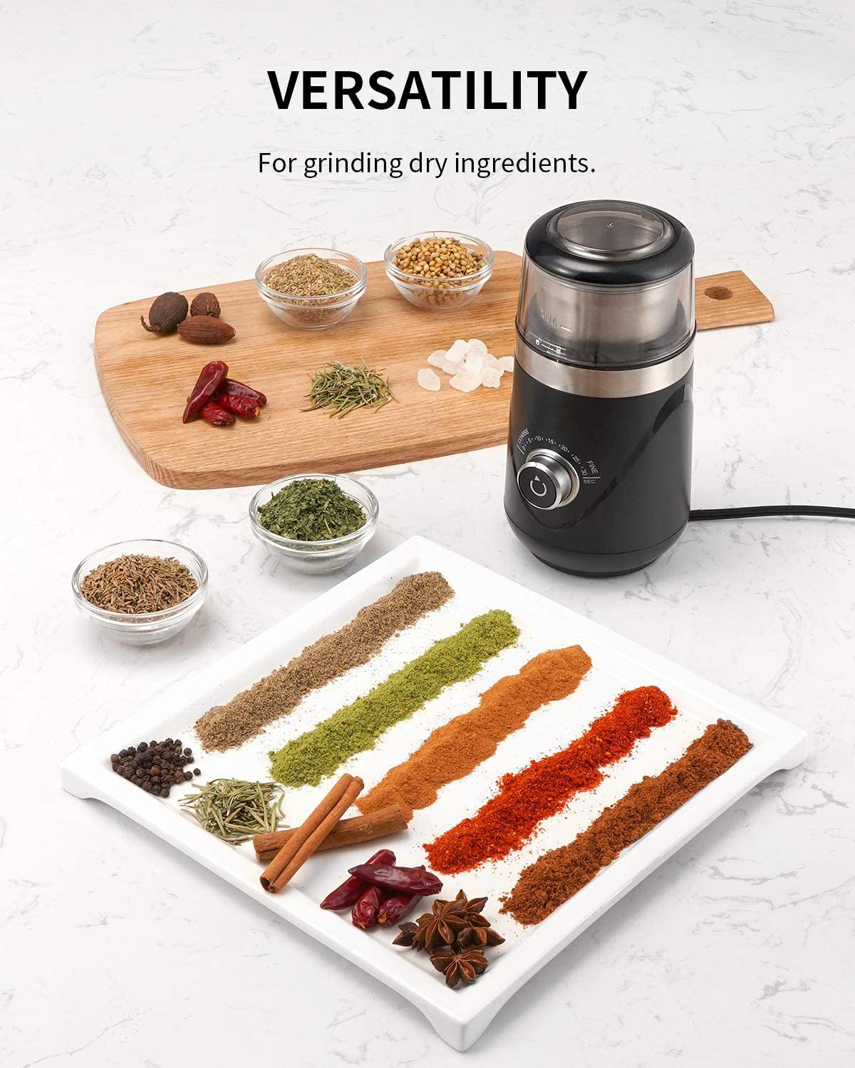 Adjustable Electric Coffee Grinder, Spice Grinder, Coffee Bean Grinder, Espresso Grinder with 1 Removable Stainless Steel Bowl