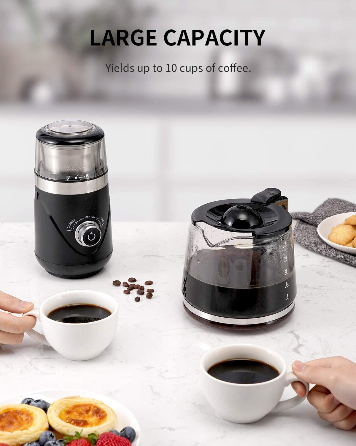 Adjustable Electric Coffee Grinder, Spice Grinder, Coffee Bean Grinder, Espresso Grinder with 1 Removable Stainless Steel Bowl