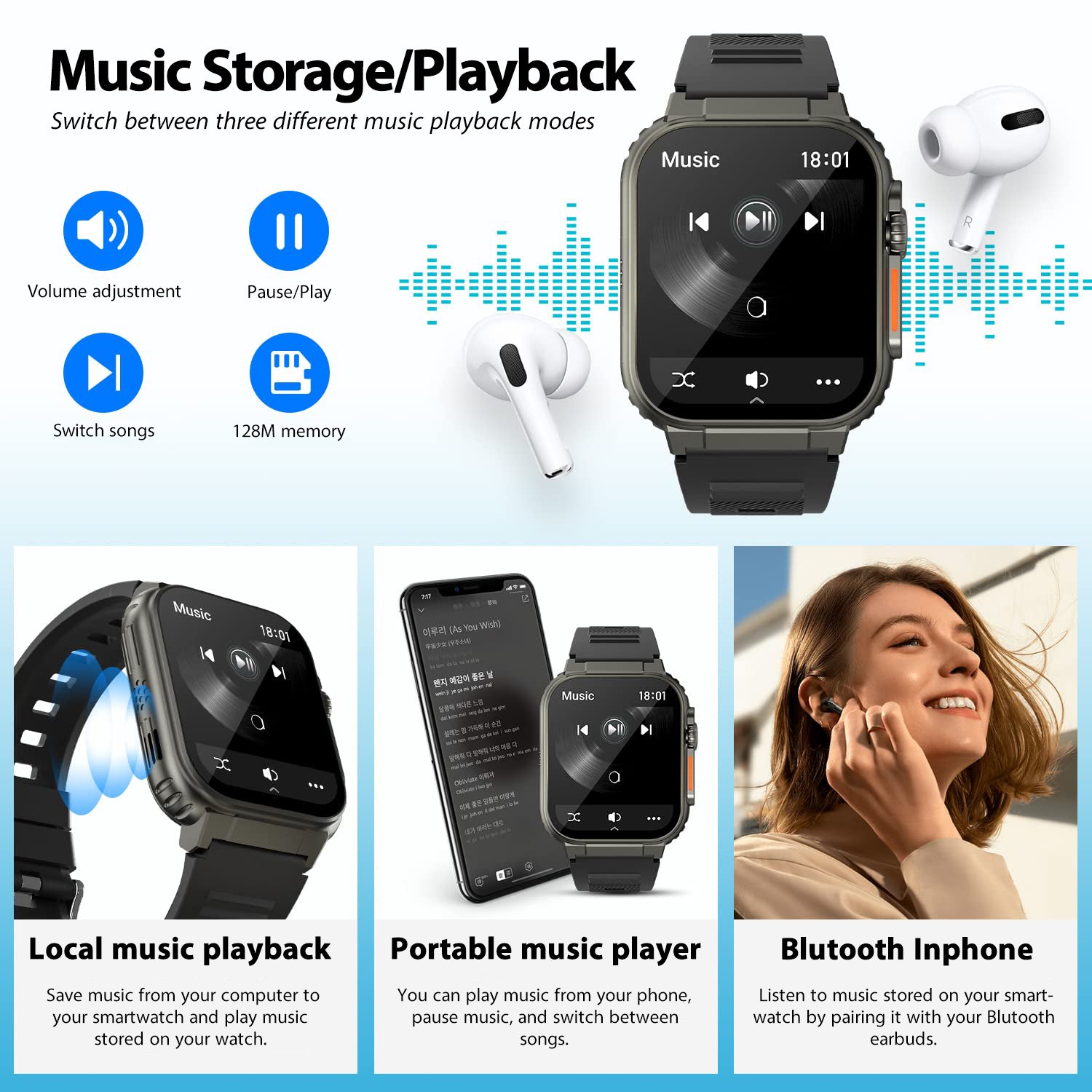 Smart watch discount that plays music