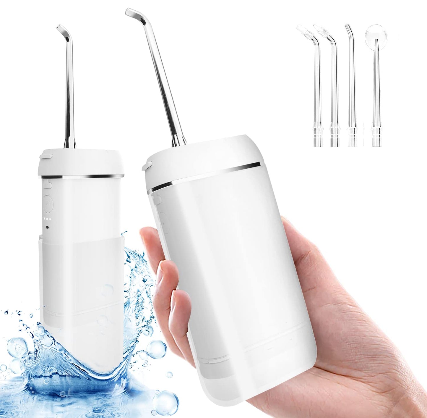 ibsun Water Flosser [Mini Cordless Portable] Oral Irrigator Water Teeth Cleaner Pick, Telescopic Water Tank, 3 Modes & IPX7 Waterproof, Home & Travel Water Flossers (white)